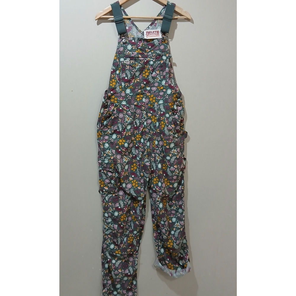 DULUTH TRADING Heirloom Gardening Bib Overalls XXS 31 NWT Fir Butterfly Floral - Picture 13 of 13